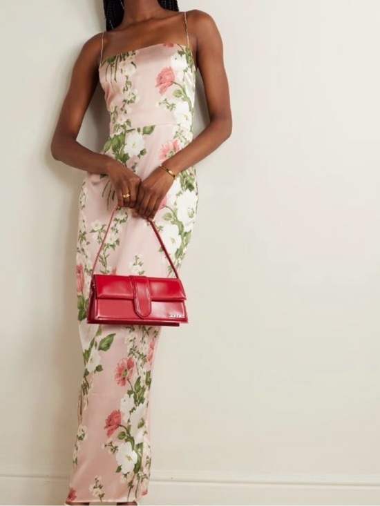 Reformation Dresses & Skirts - Reformation Pink Floral Maxi Dress with Green Leaf Print